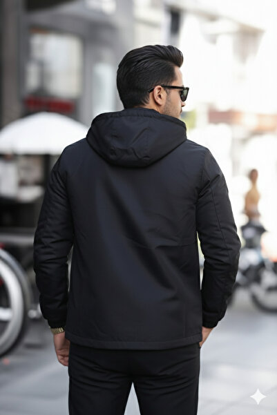 Bossago Jachetă pentru bărbați cu glugă rezistentă la apă și vânt de tranziție