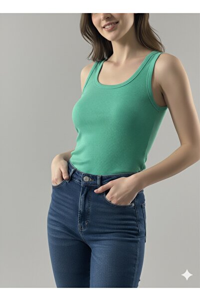 rushana Women's Strap Tank Top, Waffle Pattern, Ribbed Knit Fabric, Full Lycra, Flexible