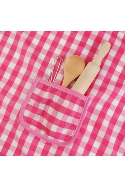 zola Kids' Chef Set, Apron, bonnet, glove and utensils, white and pink