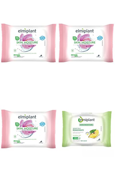 ELMIPLANT Set 4 Mixt: 3x Servetele demachiante ten uscat sensibil Skin Moisture, 25, 1x Servetele de