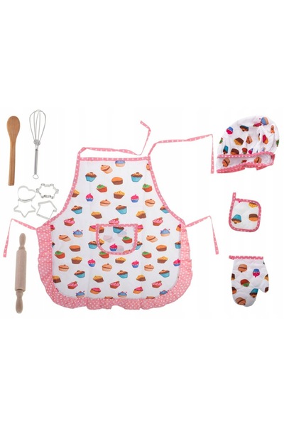 zola Children's cook set, Apron, bonnet, glove and utensils, briose model