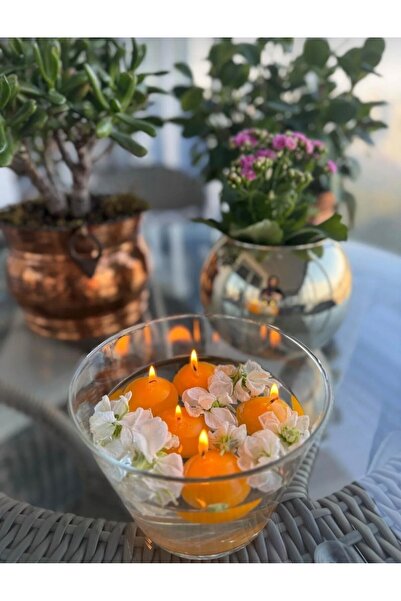Homedecor 12li Turuncu Suda Yüzen Mum
