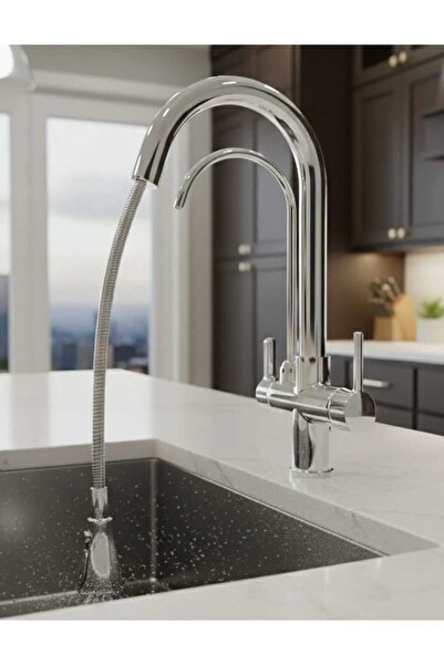 CRYSTAL Arıtmalı Çift Çıkışlı Spiralli Mutfak Bataryası (Yavrulu Musluk) – 1....