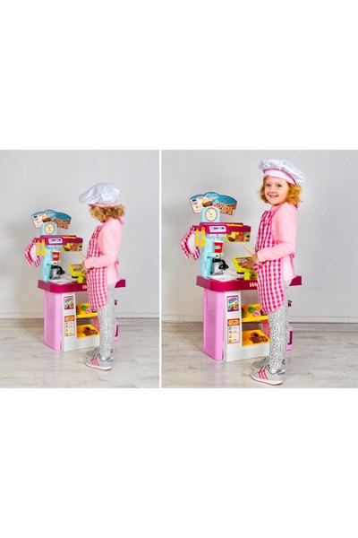 zola Kids' Chef Set, Apron, bonnet, glove and utensils, white and pink