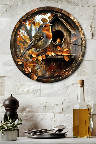 kutuTR 3D Görünümlü Temperli Cam Tablo – Kuş Yuvasi Duvar Süsü UV Baskı 33x33...