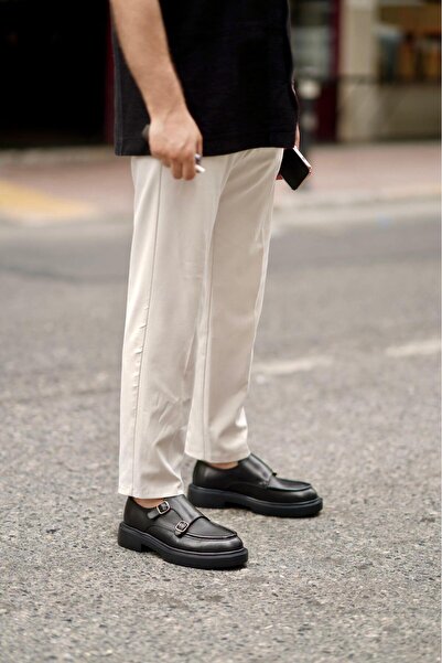 Ahmed Hamdi Bey أحذية برايدي الجلدية للرجال باللون الأسود