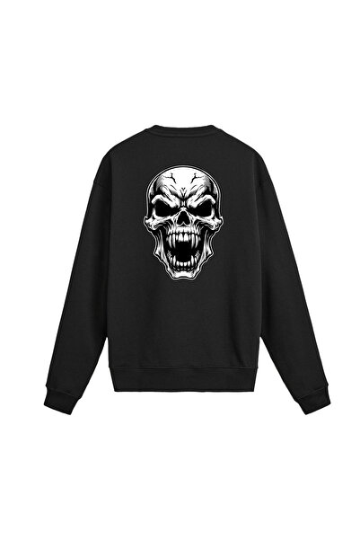 Colermi Back Printed Screaming Skull Design Sweatshirt