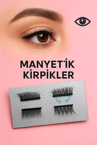 SEBURAM COLLECTION Yarım MIknatıslı Kirpik Kedigöz Çok Kez Kullanımlı Çekik Göz Mıknatıslı Kirpik