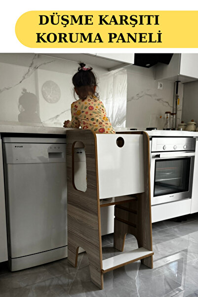 ALİSYUM Öğrenme Kulesi Güvenlik Panelli ve Yükseklik Ayarlı Öğrenme Kulesi ve Bebek Merdiveni