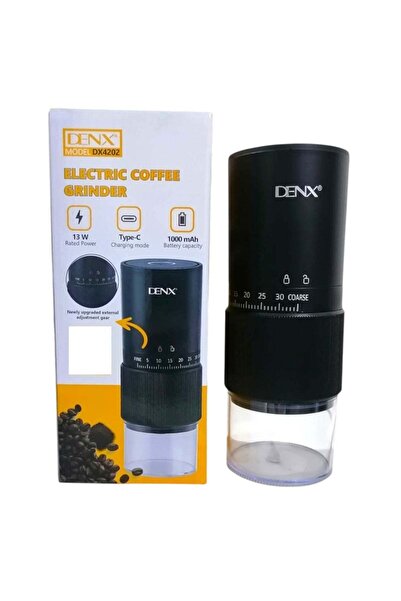 Denx Portable electric coffee grinder rechargeable 13W black USB C