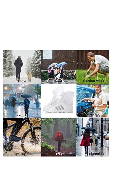 Generic 2 Pairs Waterproof Non-Slip Shoe Covers Overshoes, High Top Snow Boots, White L