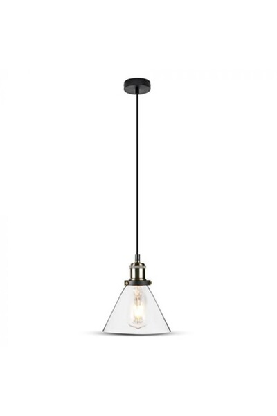 V-TAC Lustră suspendată, E27, 60W max., Sticlă și metal, Transparent, IP20