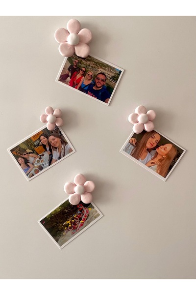 Nouis El yapımı çiçek temalı seramik magnet seti