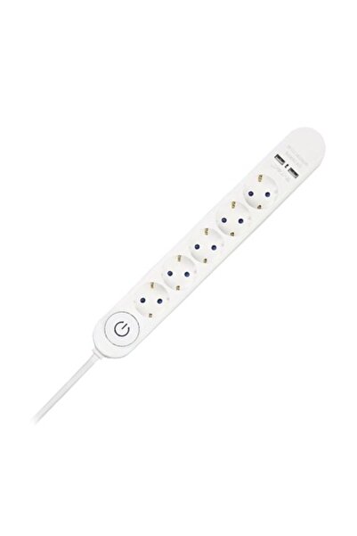 V-TAC 5-гнездов разклонител с ключ и 2 USB порта, 3м, 3x1.5мм²