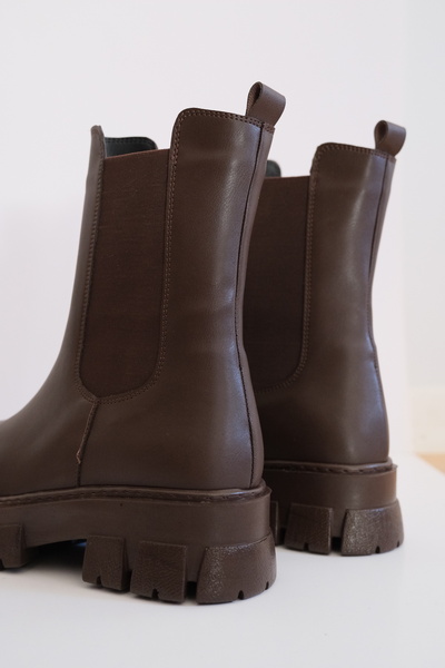 Munshoes Ghete de damă din piele maro lux