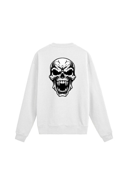 Colermi Back Printed Screaming Skull Design Sweatshirt