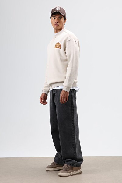 VAMOSCLO oversized Φούτερ με λαιμόκοψη με τύπωμα Stone