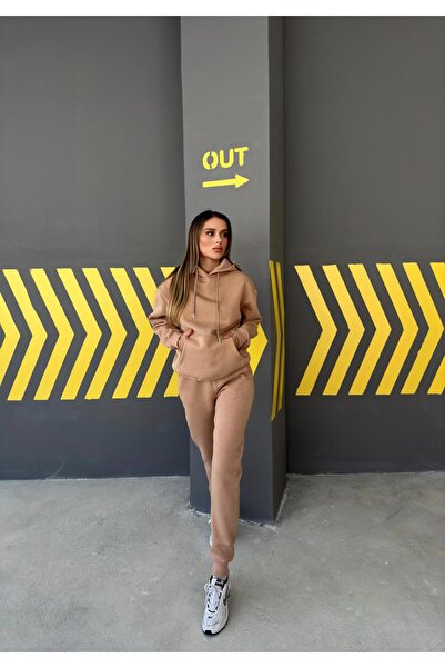 ANATOLIATEKSTILE Women's Tracksuit Set – Hooded and Pants, Urban Casual Style