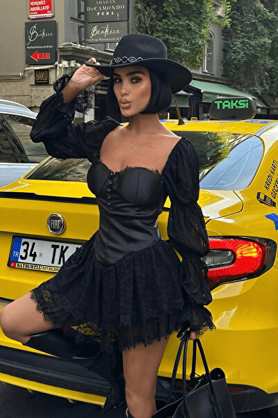 cemo Frill Front Dress with Six Layers of Volants