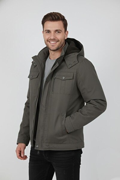 DYNAMO Men's Hooded Canvas Sports Coat M2635 Bgl-St04916