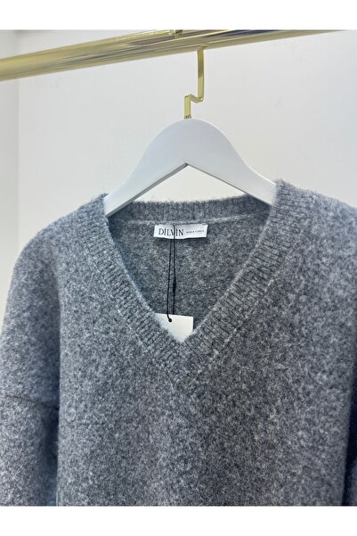 dilber fashion V-Neck Cotton Soft Textured Knitwear Sweater