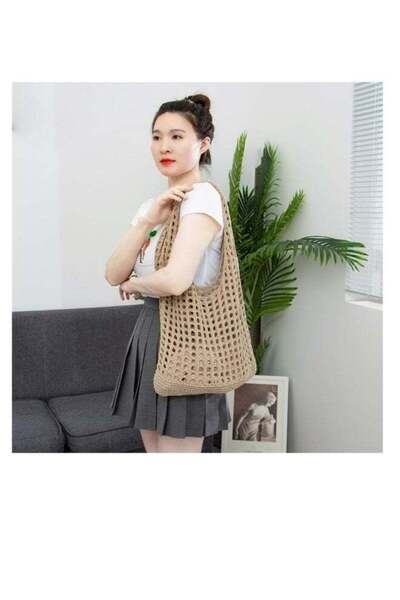 Generic Crochet Mesh Beach Tote — Summer Shoulder Bag, Knitted Boho Women's Tote