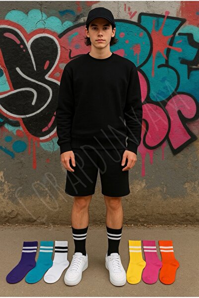 çorapdunyam 7-Pack Striped Cotton Combed College Tennis Socks