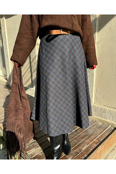 Bak'ap Premium Maxi Boy Trend Ekoseli Çan Etek