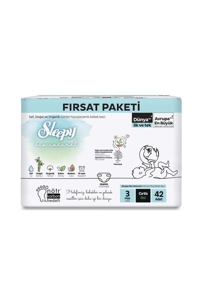 My Reality Fashion Sleepy Bio Natural Baby Diapers Opportunity Package 3 Sizes 42 Pieces
