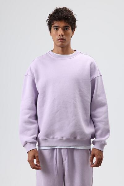 VAMOSCLO Basic Oversized Washable Sweatshirt Lilac