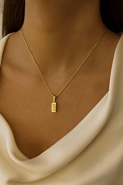 GÜLNAR BİJUTERİ KÜLÇE KOLYE TAŞLI ALTIN RENK PAZLANMAZ ÇELİK