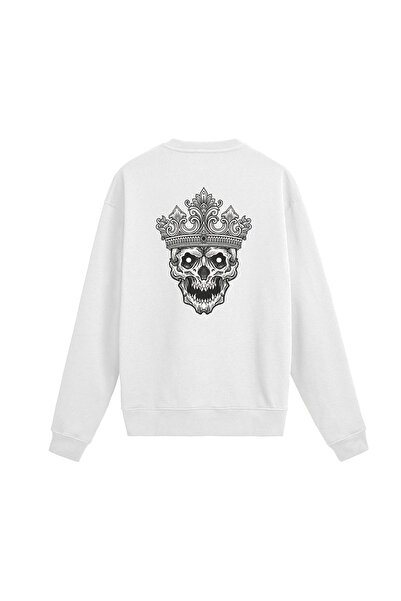 Colermi Back Printed Crowned Skull Design Sweatshirt