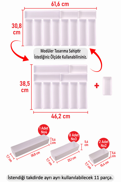 color house White New Color Hard Plastic Set of 11 Spoon Holder Drawer Modula...