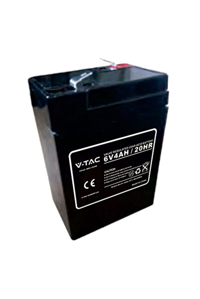 V-TAC Baterie cu plumb-acid tip gel 6V 4Ah, 70x47x107 mm