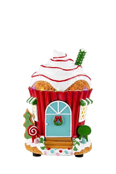 ALTCEVA Casuta cupcake moș craciun ,luminiosa și muzica USB/Baterii 20 cm