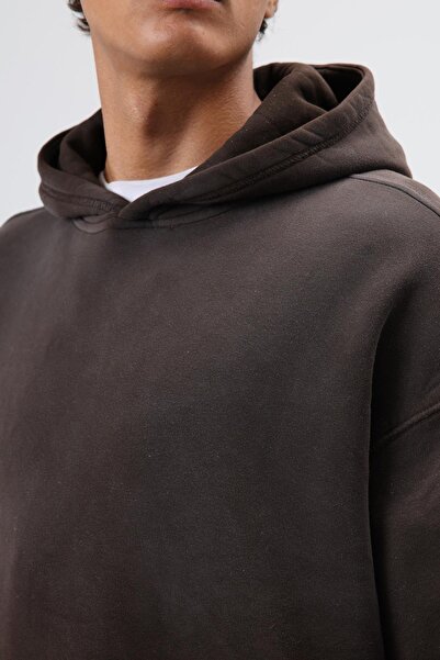 VAMOSCLO oversized Καφέ με κουκούλα με λεπτομέρεια κεντήματος