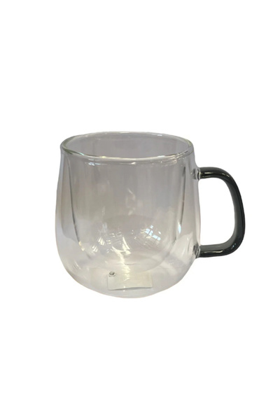KTT Double Wall Glass Mug Gray Color Stylish Designed Functional Product