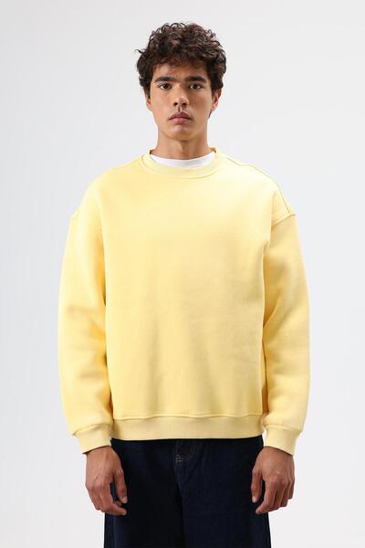 VAMOSCLO Basic Oversized Washable Sweatshirt Yellow
