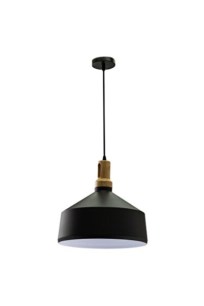 V-TAC Lampă suspendată neagră, E27, Max 60W, IP20, Fier și lemn