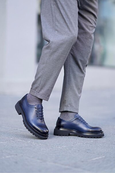 Ahmed Hamdi Bey Osvaldo Navy Blue Men's Leather Shoes