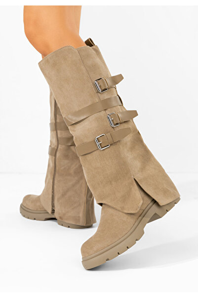 B T Shoes Cizme dama fara toc Rovira kaki