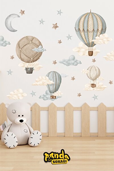 PANDA SOKAĞI مجموعة ملصقات حائط لغرفة الأطفال بتصميم كلاسيكي على شكل غيوم بال...