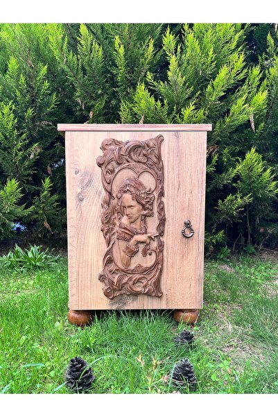 Store MissWoodTr Art Kadın Komodin Dolap mwt-K157 1 Raflı Kapaklı Beyaz, Siyah, Kahverengi