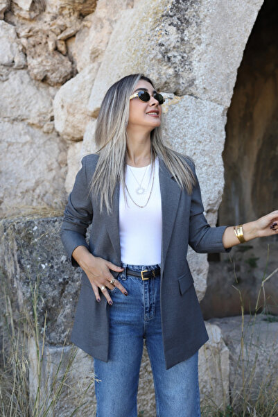 bytugcekaya Anthracite wool effect blazer