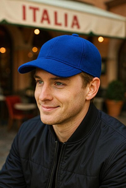 FELLMENS أزرق بلون الكوبالت قبعة رجالية من الصوف الأزرق