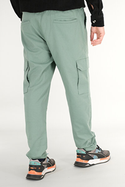 Souris Men's Mint Cargo Pants Relaxed Fit Cotton Elastic Waist
