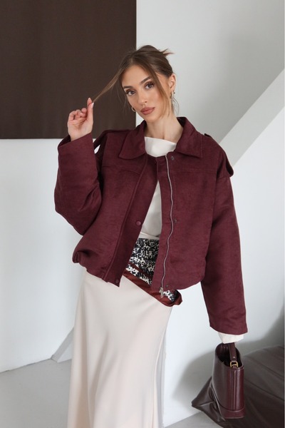 AÈC PRIVÈ Women's New Season Premium Quality Suede Bomber Jacket 7777