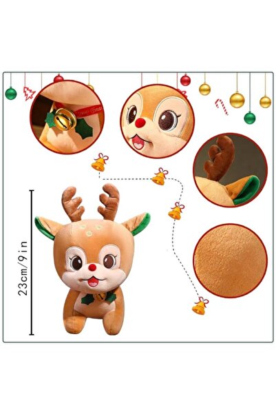 victiny Plush toy, Reindeer with apple-shaped pillow, 2-in-1, red-orange, 35 cm