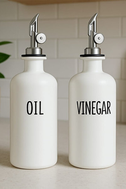 welcomein طقم زجاجات زيت وخل ذكي بغطاء أوتوماتيكي مكون من قطعتين سعة 500 مل