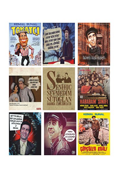 EXİN Kemal Sunal Retro Poster 15x20 cm – Yeşilçam Nostaljisi Ahşap Duvar Dekoru